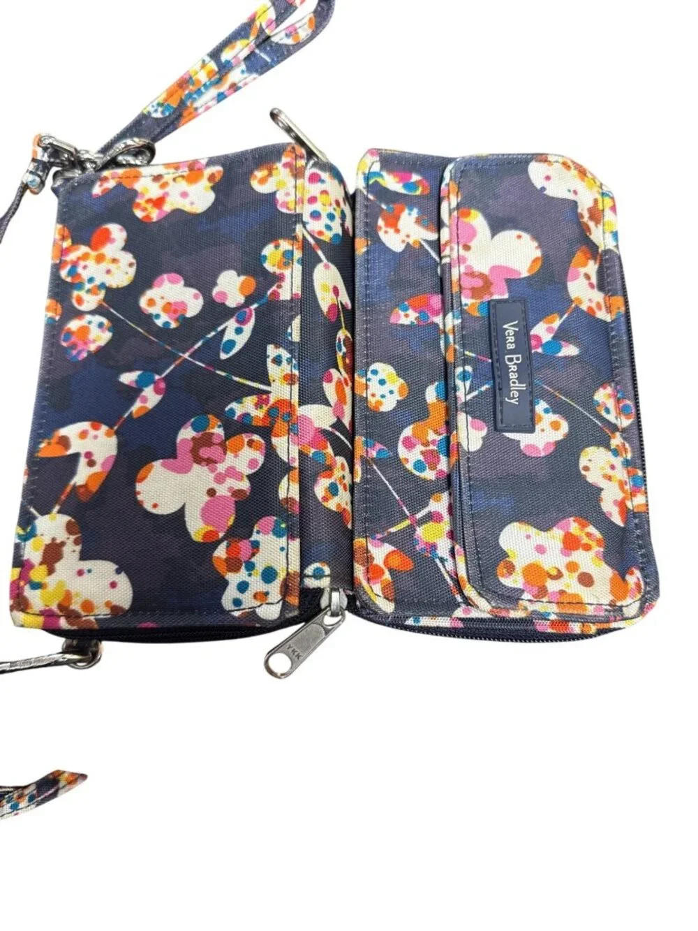 Vera Bradley Floral Wristlet Wallet Purse With Strap Multicolor  Zip Closure Car - Picture 8 of 10